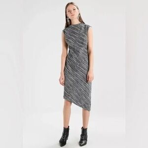 Banana Republic Asymmetrical Tweed Black and Gray Dress